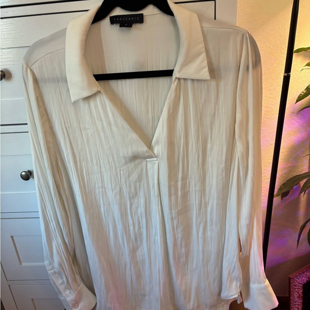 Sanctuary Ivory Long Sleeve Blouse Size XL